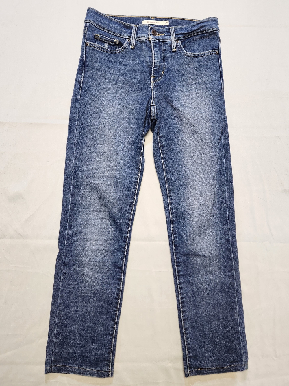 Levis 312 Womens Jeans 25 Shaping Slim Fit Dark Blue Wash Denim Distressed 26x25